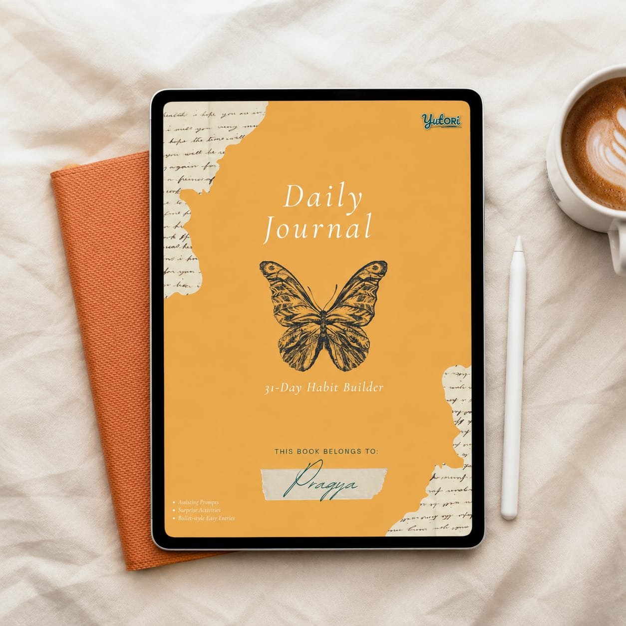 Yutori Habit Builder digital journal on tablet